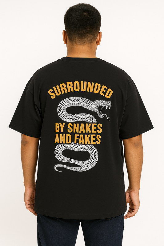 Full Back printed Oversize T-Shrit Black