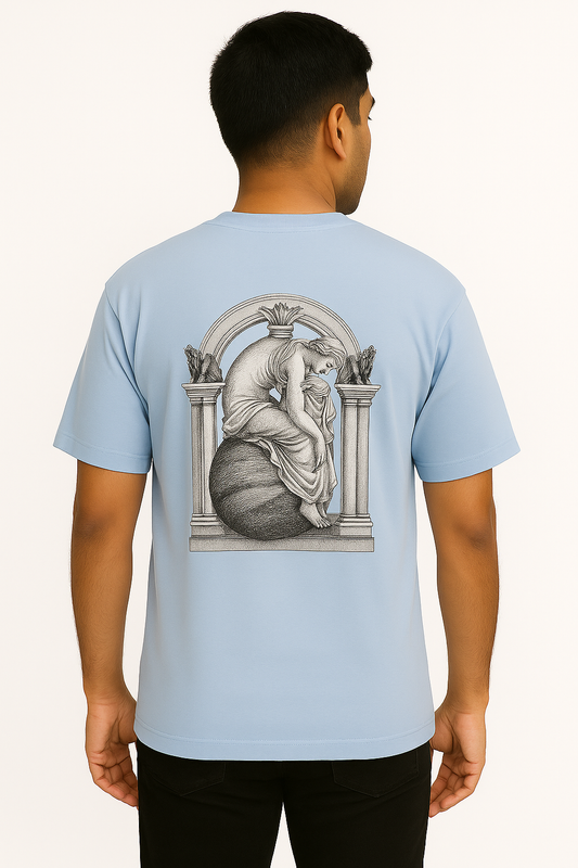 Full Back printed Oversize T-Shrit Sky