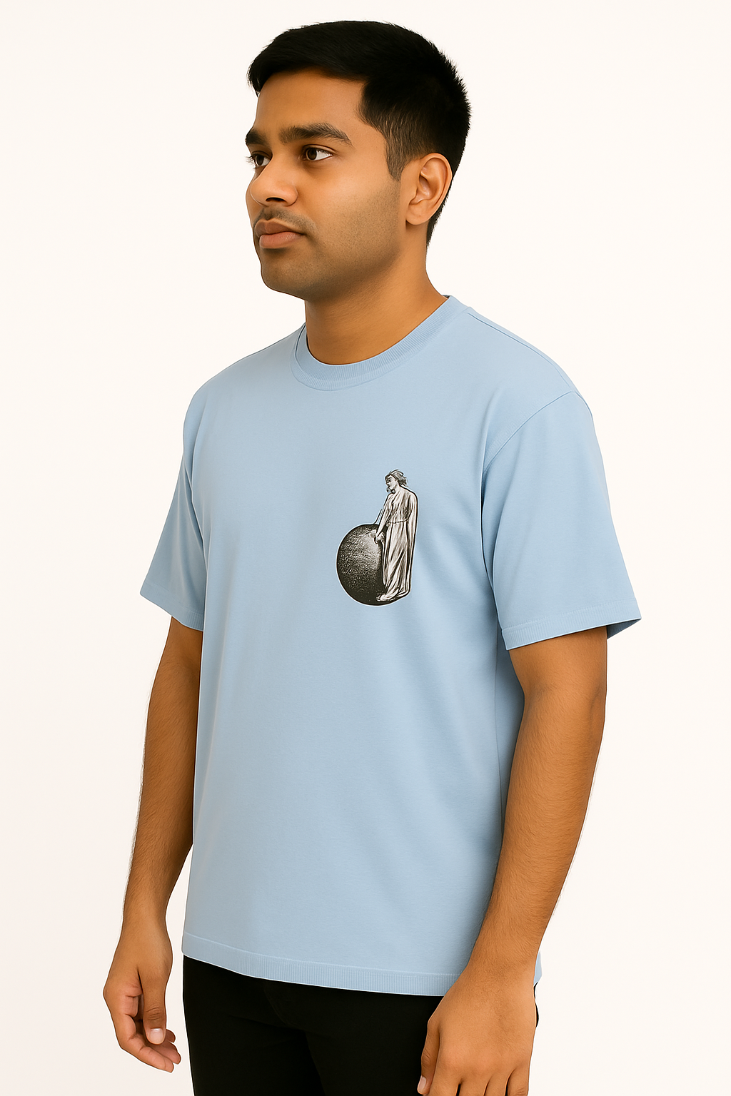 Full Back printed Oversize T-Shrit Sky