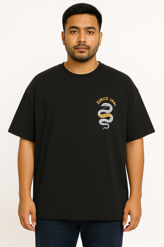 Full Back printed Oversize T-Shrit Black