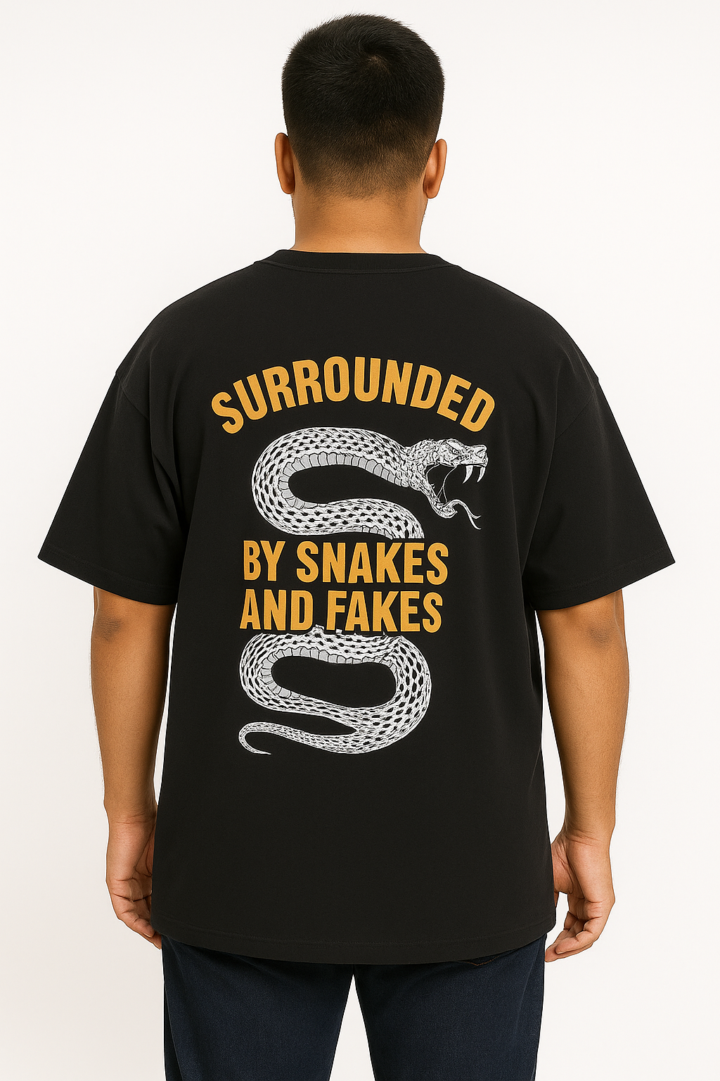 Full Back printed Oversize T-Shrit Black