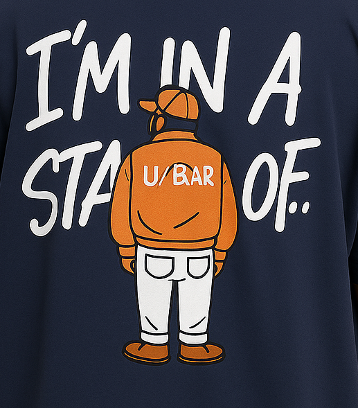 Full Back printed Oversize T-Shrit Navy