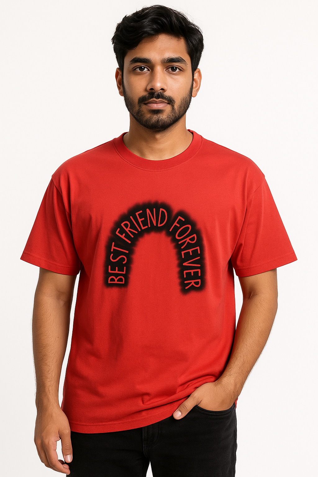 Full Back printed Oversize T-Shrit Red