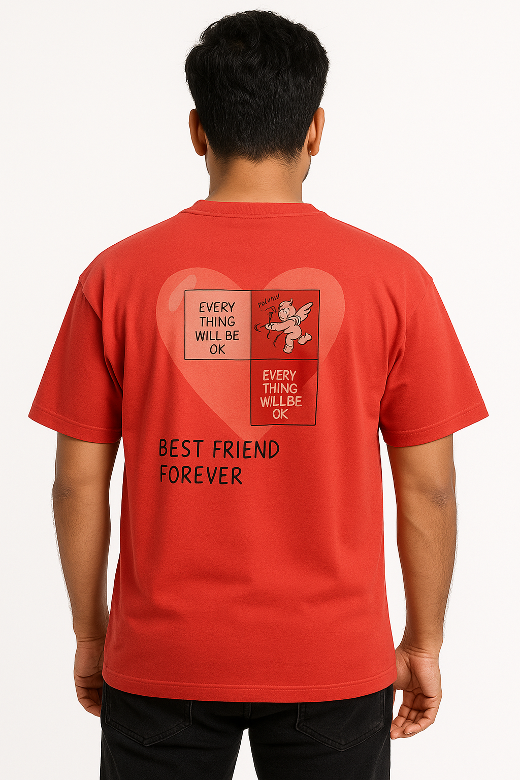 Full Back printed Oversize T-Shrit Red