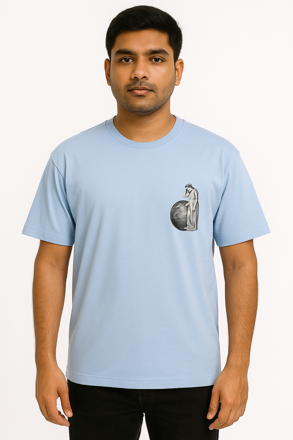 Full Back printed Oversize T-Shrit Sky