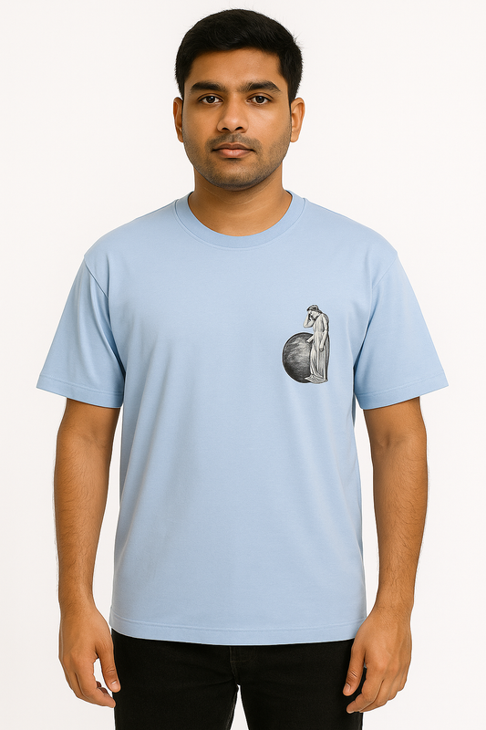 Full Back printed Oversize T-Shrit Sky