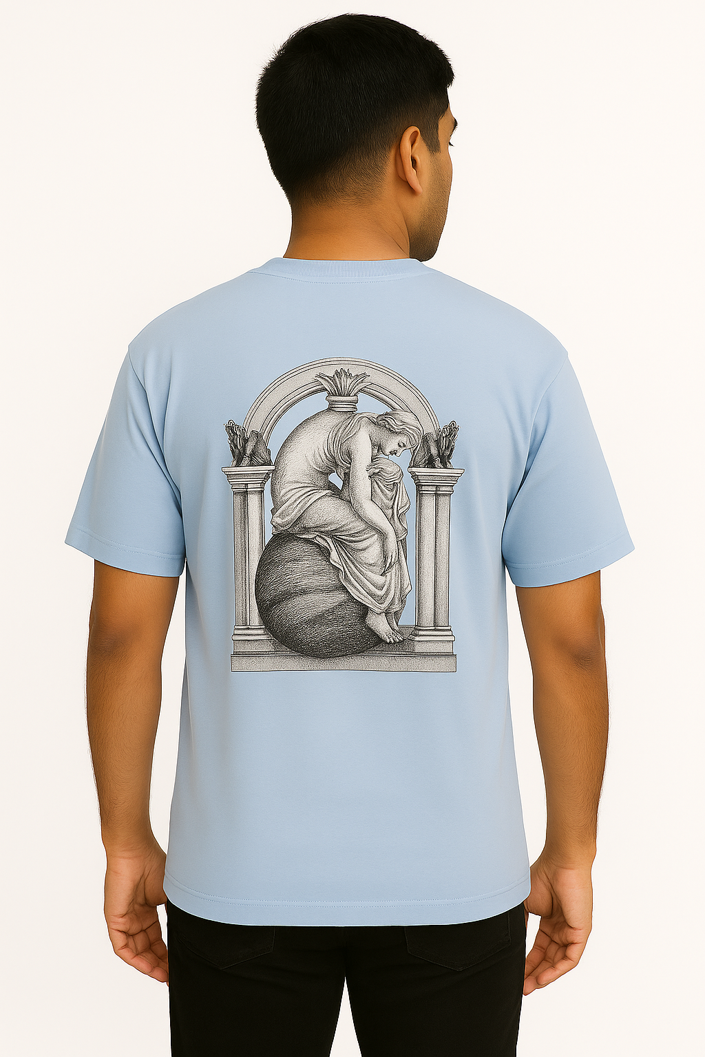 Full Back printed Oversize T-Shrit Sky